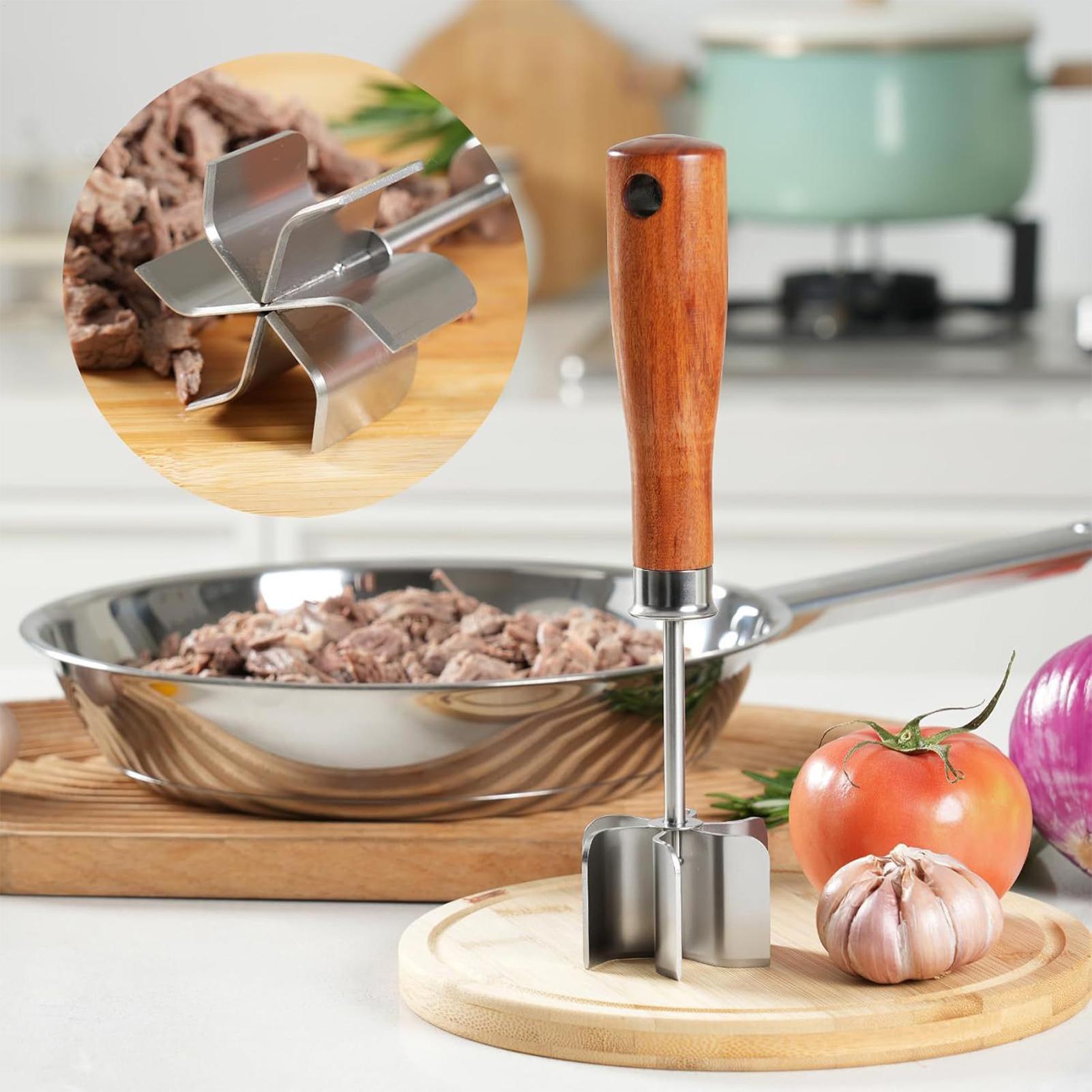 Ground Meat Chopper Food Masher With Wooden Handle Multifunctional Food Masher For Kitchen Catering Home Meat Vegetable Potato China Mainland