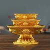 Zinc Alloy Tribute Buddhist Fruit Plate Gold Auspicious Luster Tibetan Plate Engraving Buddha Fruit Saucer Home Gift Decorative