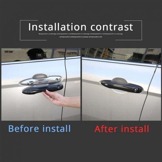 Carbon Fiber/Chrome Car Door Handle Cover Trim For Toyota Corolla Cross Camry