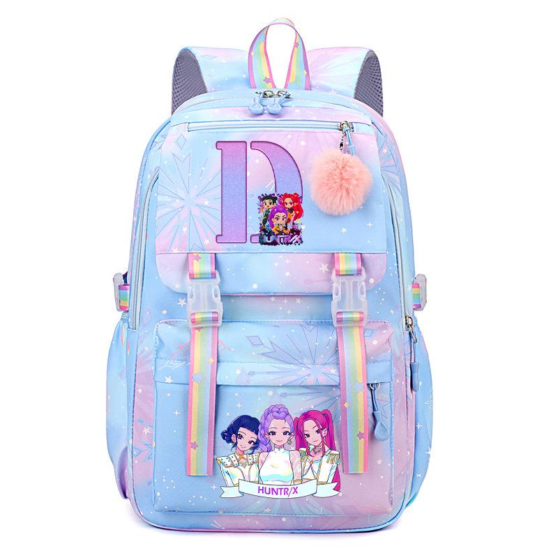 Anime Cartoon Letter Print Small Fresh Rainbow Backpack Korean Version Trend Student Large Capacity Schoolbag