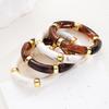 4 Pcs Bamboo Tube Resin Bracelet Set For Women Acrylic Curved Tube Bracelets Plated Stackable Wristband Trendy Boho Jewelry
