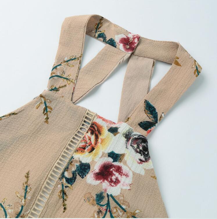 Women Halter Neck Chiffon Dress Floral Print Sleeveless Split Backless Long Dress Boho Dress