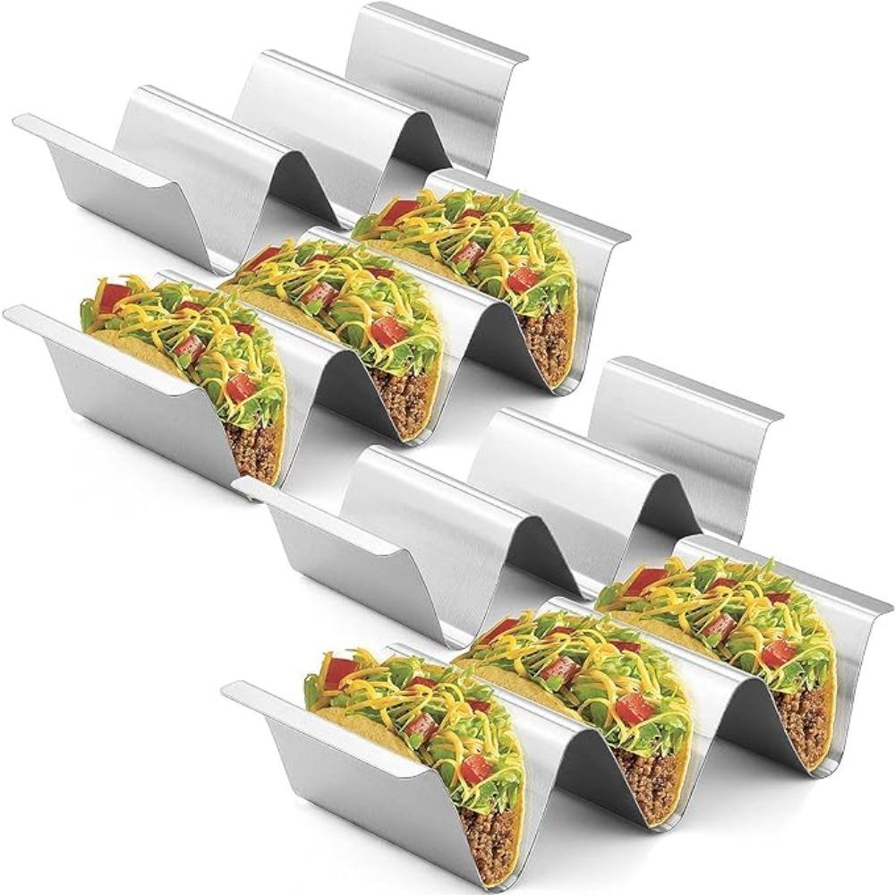 Wavy Taco Stand Silver Mexican Food Rack Durable Stainless Steel Taco Holder  Dinner Tables