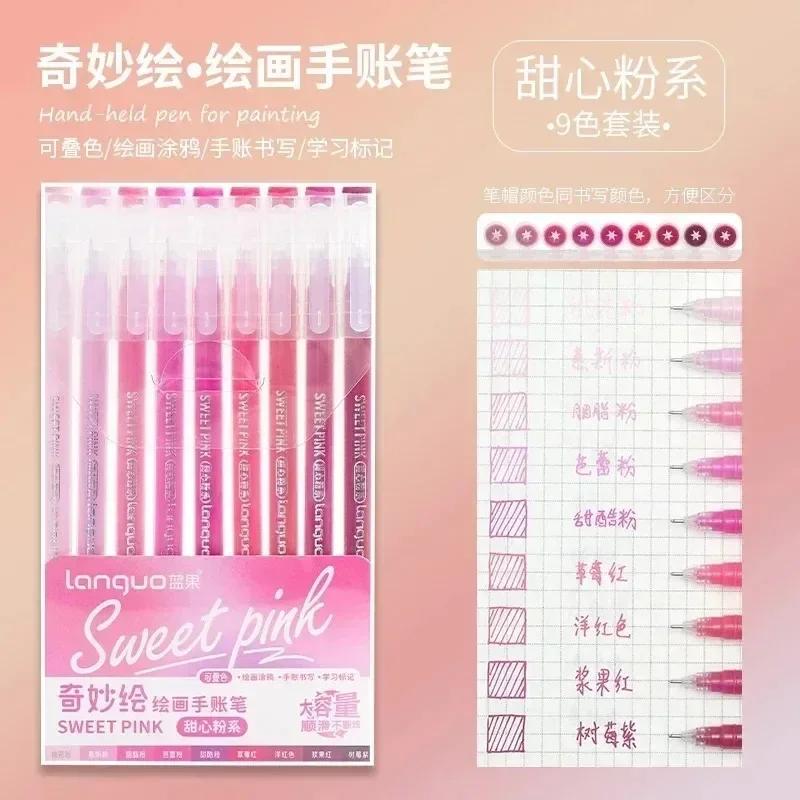LANGUO 90/6 Colors Glitter Acrylic Painting Gel Pen Set 1.0mm Large Capacity Writing Pen Stationery Office School Supplies