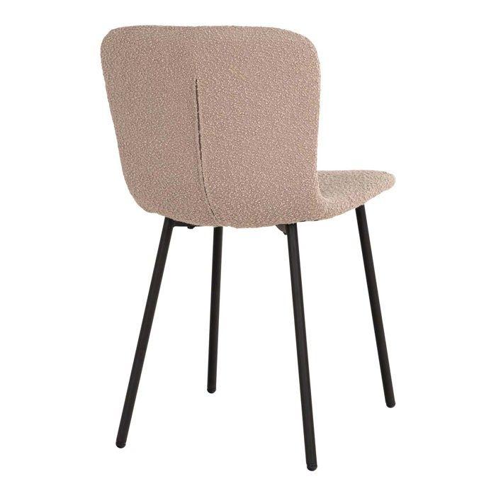 2 chaises de salle à manger en bouclette beige avec pieds noirs