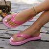 2025 new women's flip-flops flat-bottomed beach toe rubber sole solid color casual and lightweight 1.5cm slippers