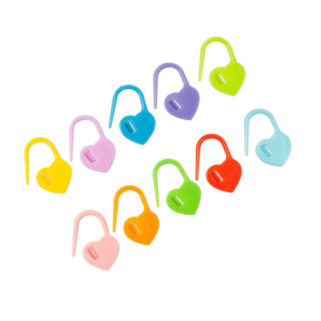 50PCS Colorful Stitch Markers Heart Shape Knitting Needle Clips Plastic Crochet Pins for DIY