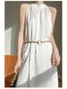 2024 Summer Women's French Retro Acetate Satin Halter Neck Sleeveless Dress