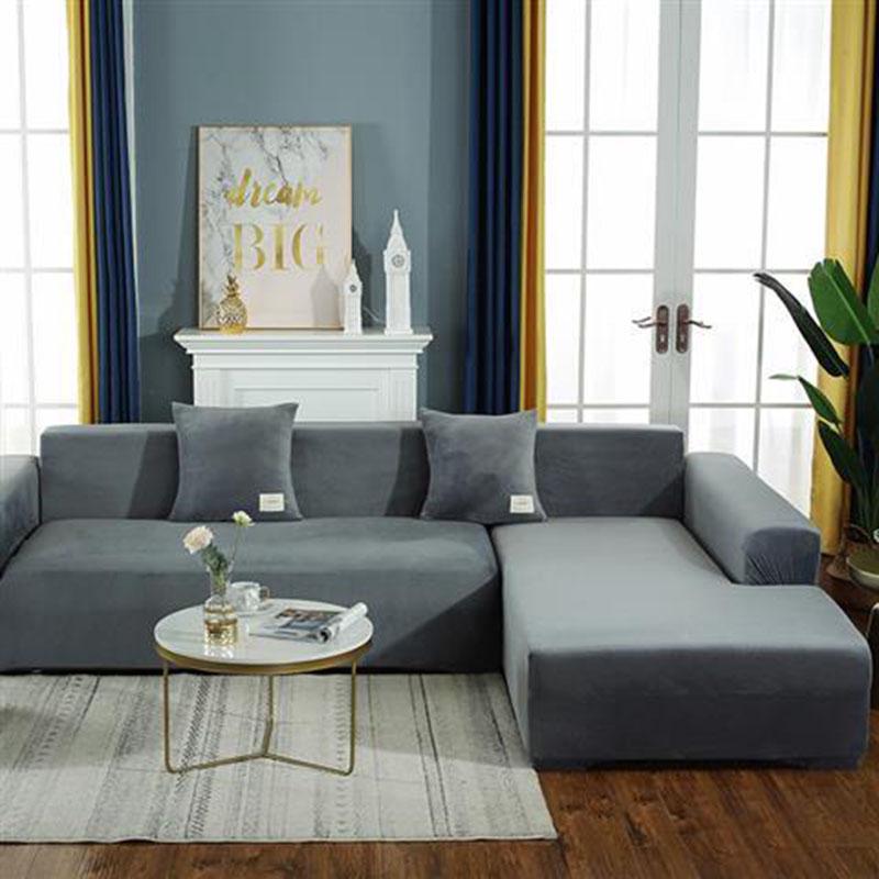 Velvet Sofa Covers for Living Room L Shaped Sofa Cover Strechable Sofa Slipcover  1/2/3/4 Seat Cushion Couch Cover