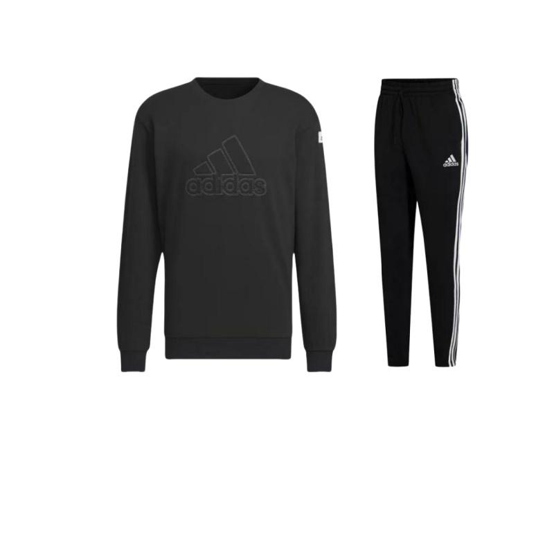 

Adidas Спортивная толстовка для отдыха, однотонный логотип с круглым вырезом, удобные мягкие длинные брюки, повседневный спортивный комплект, мужская толстовка GK8995+-IK2794 XXL