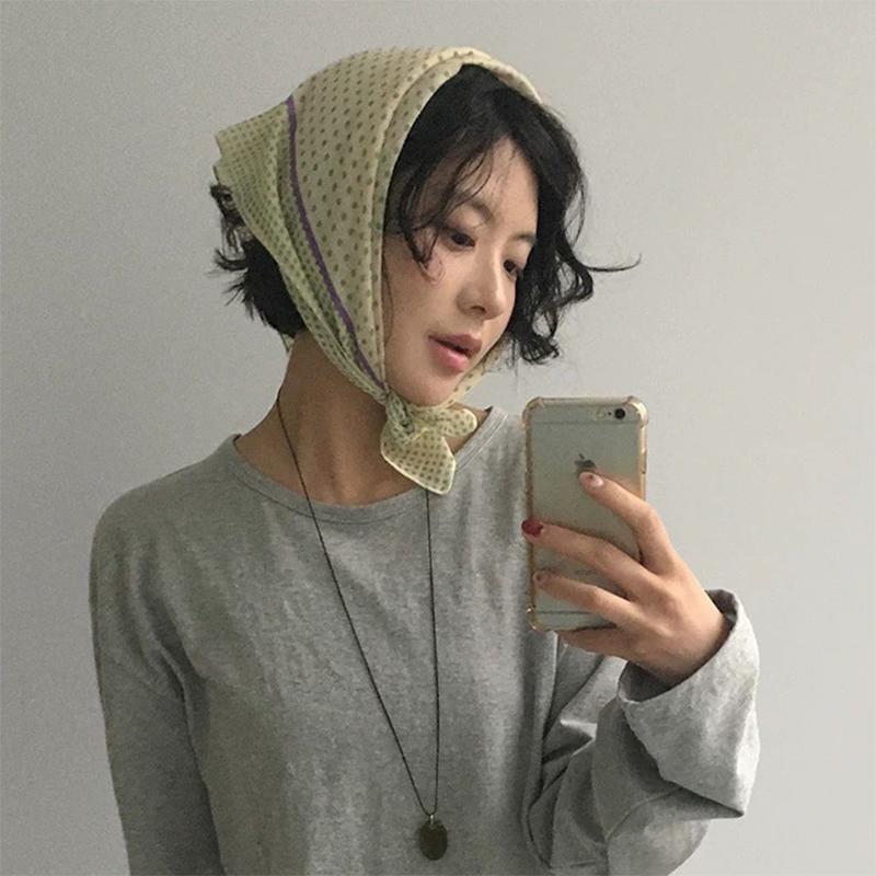 Cotton Linen Small Square Scarf Scarf Fresh Breathable For Women Hairband Versatile Triangular Scarf Necktie Fart Curtain