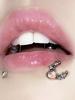 1pc Heart Moon Shape with Zircon Stainless Steel Lip Stud For Woman Girl Daily Party Earring Stud Cartilage Piercing Zircon
