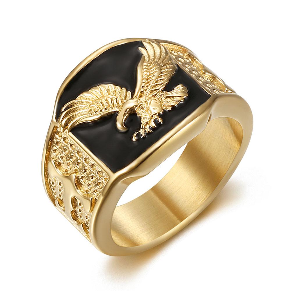 

Domineering Gold Color Stainless Steel Eagle Rings for Men Classic Ring Hip Hop Rock Party Jewelry Gift 13 золотий