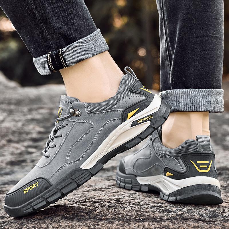 Fashion Suede Leather Men Hiking Shoes Outdoor Trail Trekking Sneakers Men Non-slip Breathable Climbing Shoes Men Mountain Sports Shoes