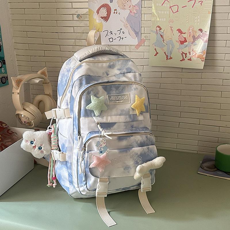 New High-value Personalized Graffiti Tie-dye Backpack, Lightweight and Large-capacity Backpack for Junior High School Students