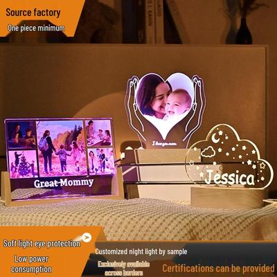 Veilleuse Musicale Acrylique 3D - Design Personnalisé Créatif Photo/Chanson pour Anniversaires