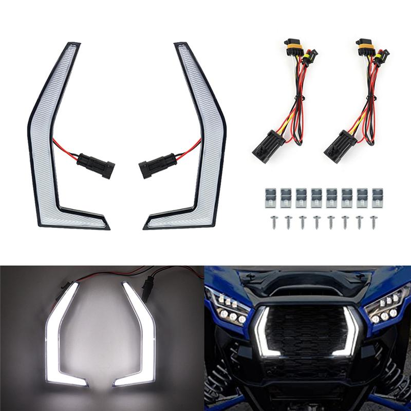 ABLZ-2PCS LED Daytime Running Lights High Quality Front For Kawasaki Teryx KRX 1000
