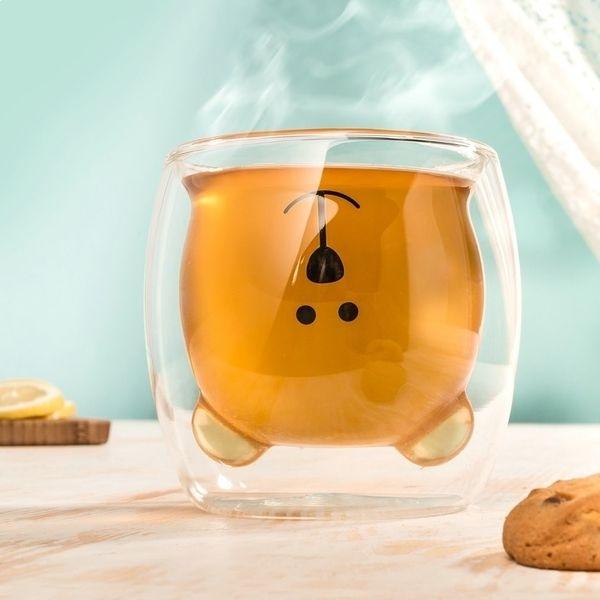 Clear Double Walled Glass Bear Cup Original Mug