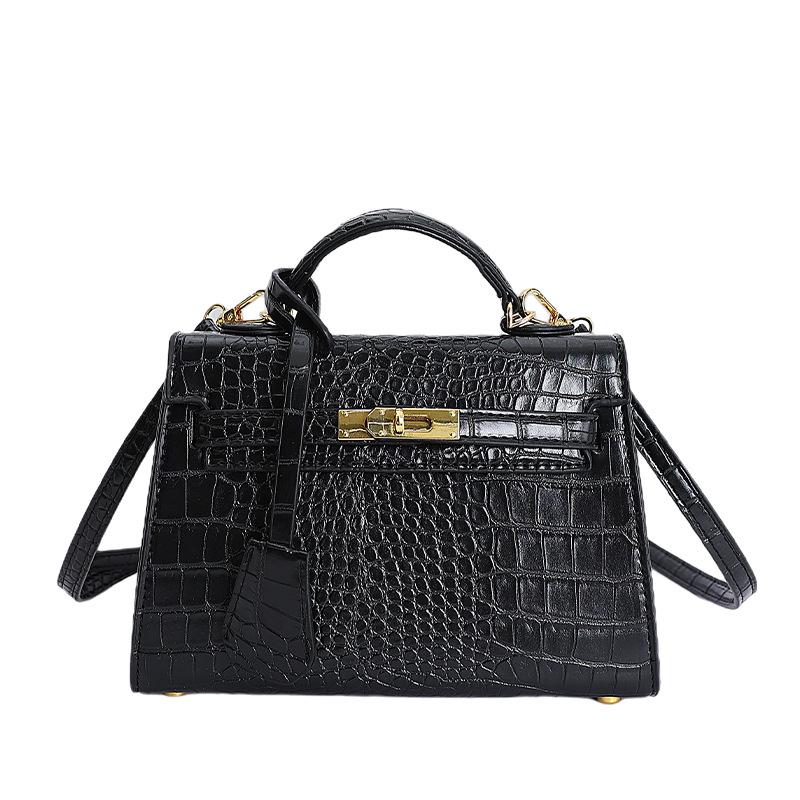 Retro Handbag Bag Women's 2025 New Trendy Autumn and Winter High-end Crocodile Pattern Single Shoulder Messenger Commuter Small Square Bag