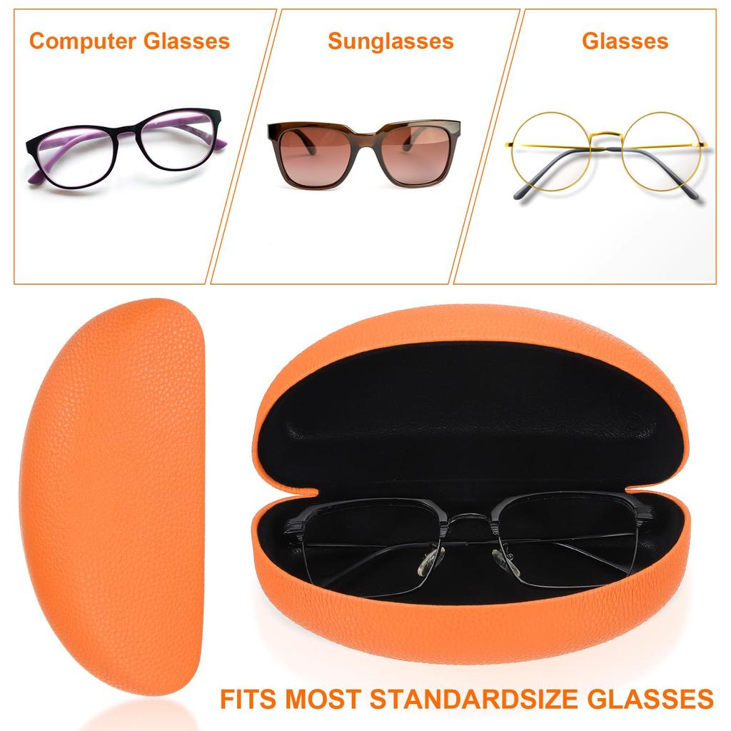Uxcell Eyeglass PU Leather Hard Shell Eyeglass Protector Portable Sunglasses Case for Men and Orange 2-Pack Cases, Anti-Scratch Case, Women,