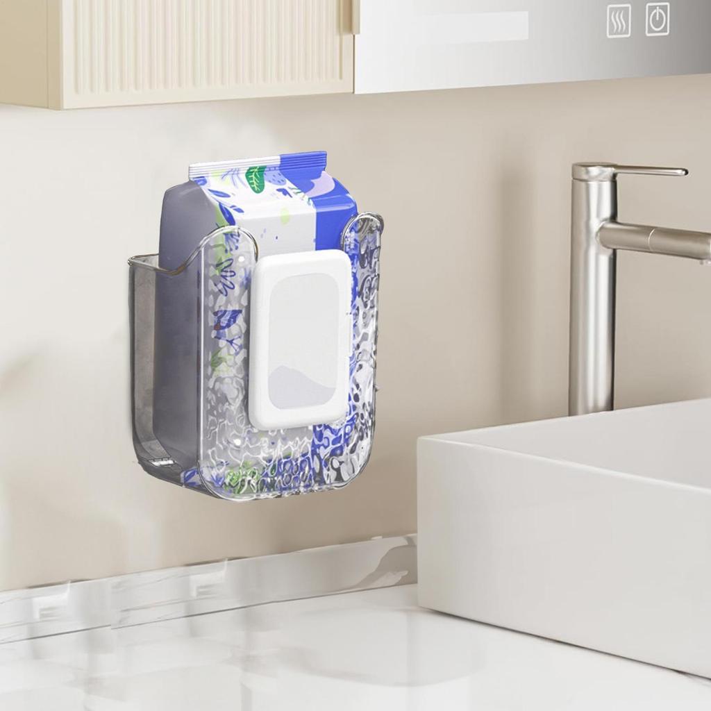 A Wipe Holder for Bathroom Wipes Holder Storage Box Container Organizer Adhesive Dispenser for Kitchen Family Bathroom Toilet