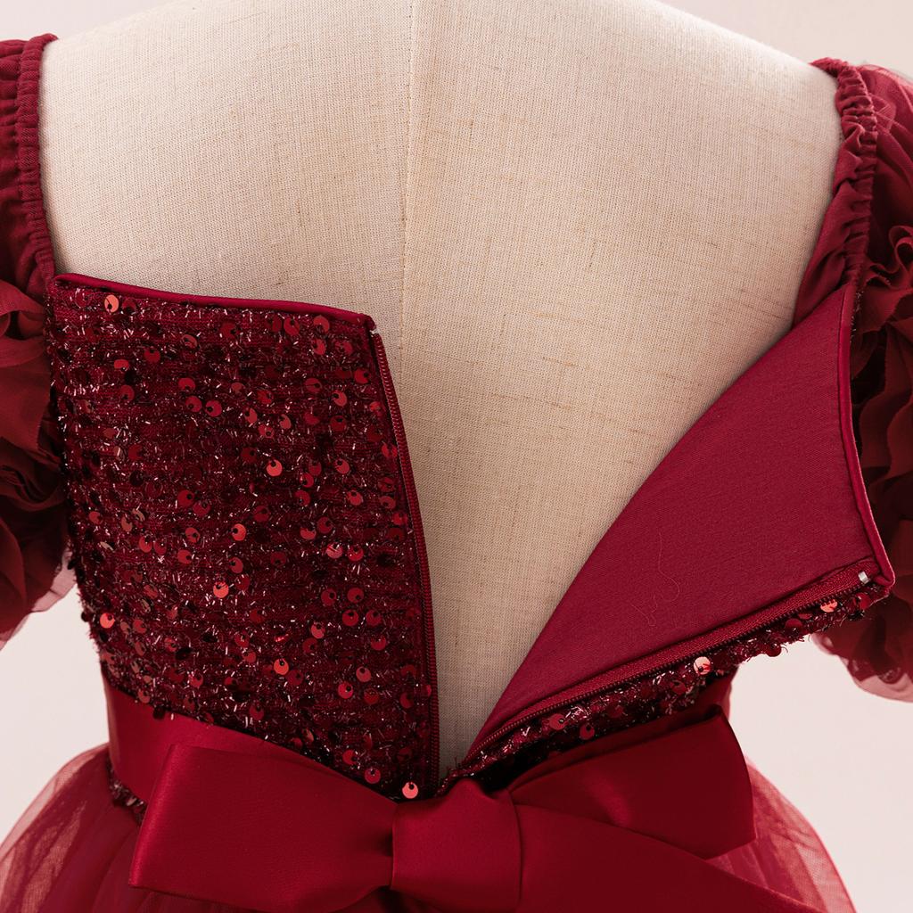 Sukienka Księżniczki Druhny na Wesela Lato Dziecko Formalna Kokarda Długa Suknia na Szkołę Imprezę Wieczorową Dzieci Nowy Rok Ubranie 519