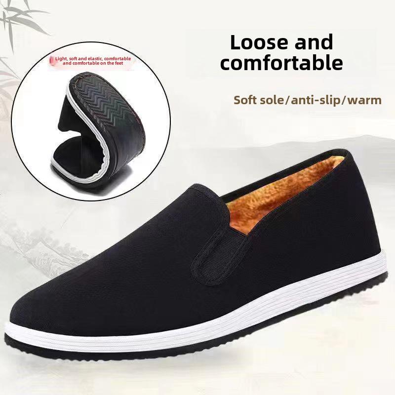 Men's Winter High-Top Cotton Shoes - Warm, Non-Slip, Soft Sole, Thickened Velvet for Middle-Aged and Elderly