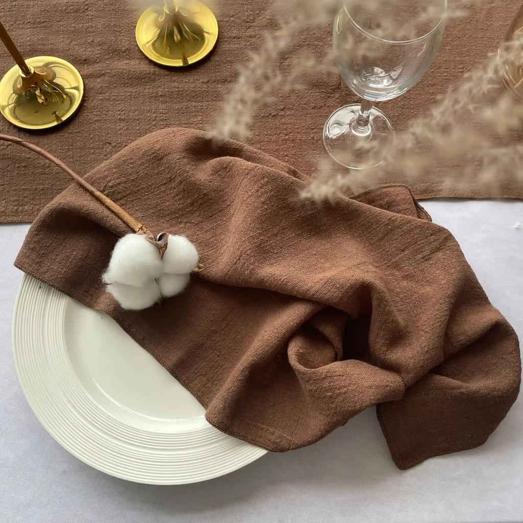 10PCS Decoration Mariage Gauze Crepe Cloth Napkins Pure Cotton Fabric Wedding Decor Everyday Use Dinner Tea Towel Table Village
