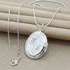 925 Silver Chain Necklace with Round Photo Locket Pendant Charms Snake Chain Design Jewelry Accessory