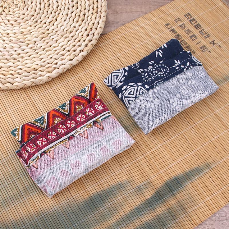 10Pcs/lot (10x14cm/13x18cm) Linen Printed Cotton Gift Bags Cute Creative Pattern Wedding Party Jewelry Gift Storage Bag Reusable