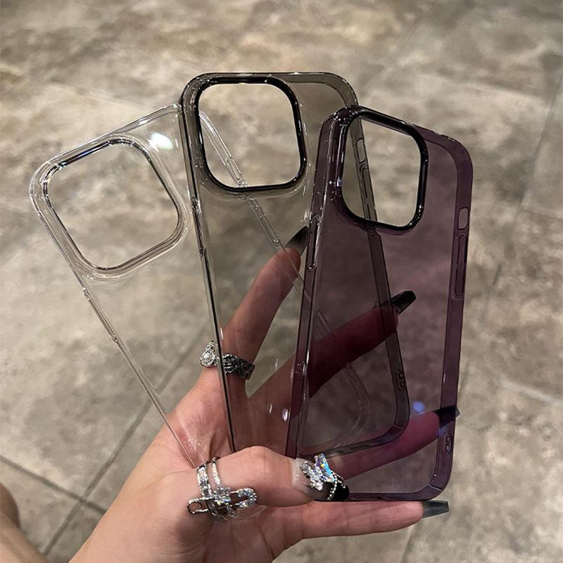 Luxury Transparent Black Ultra Thin PC Phone Case For iPhone 16 15 14 Plus 13 12 Pro Max Shockproof Slim Silky Skin Back Cover