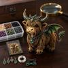 Progetto Artistico con Perline Mucca delle Highlands Kit, Artigianato Fai da Te Mitico Animale Decorativo 3D con Perline, per Adulti Adolescenti Kit Regalo Fatto a Mano Ornamento