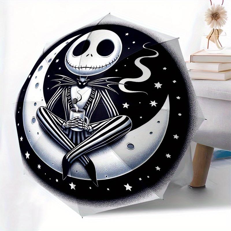 The Nightmare Before Christmas Themed Automatic Opening and Closing Folding Umbrella, Reinforced 8 Ribs, Compact Travel Design, Fashionable