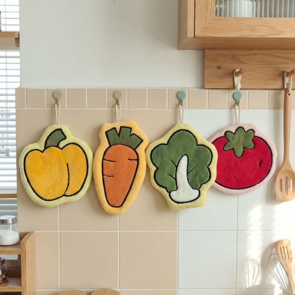 Carrot Hand Towels Vegetables Wall Hanging Rag Creativity Handkerchief Kitchen Bathroom