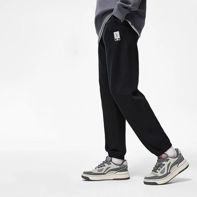 Li Ning Badfive Solid Color Quick-Dry Knit Sports Pants Men Bottoms Black AKLT887-2