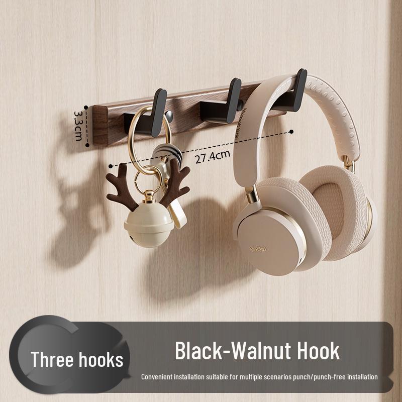 Walnut Wood Wall-Mounted Hook for Coats, Hats, and Storage