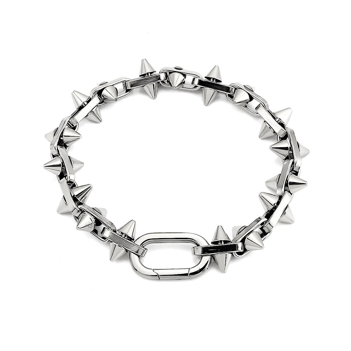 

New Fashion Silver Plated Rivet Chain Rivet Stitching Necklace Bracelet Stainless Steel Punk Goth Jewelry