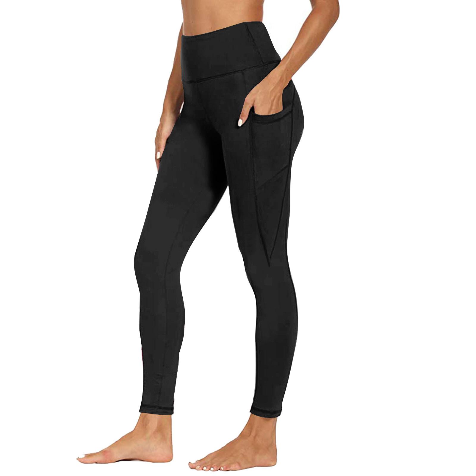 

Women s Yoga Pants With Pockets High-Waisted Fitness Leggings Workout Tights XXXL чёрный