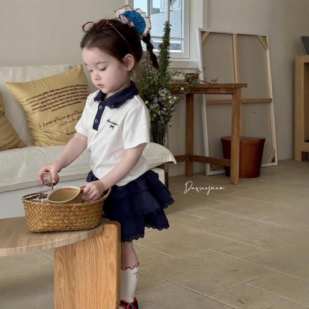 Large Summer College Style Short Sleeve Skirt Set for Girls - New Arrivals, Children's Wear