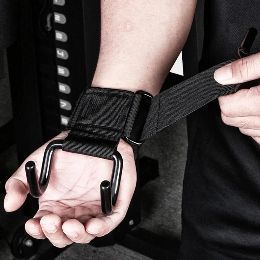 Adjustable Strong Steel Hook Grips Straps Weight Lifting Strength Training Gym Fitness Black Wrist Support Lift Straps