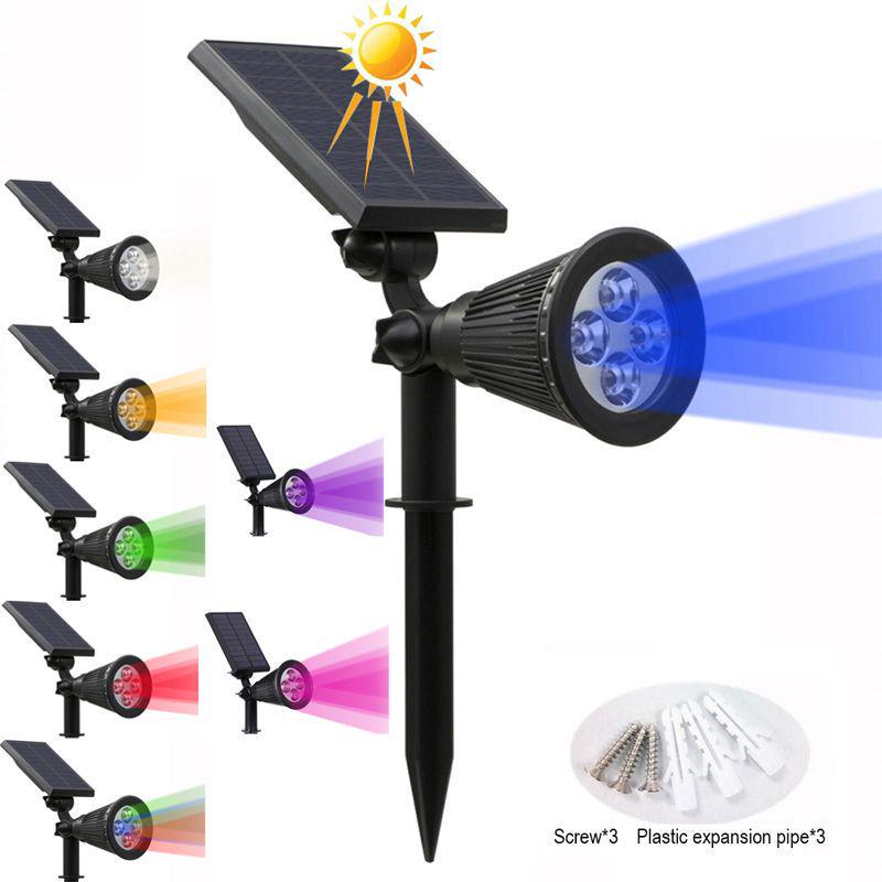 7-LED Solar Garden Spotlights for Outdoor Landscape and Lawn Lighting
