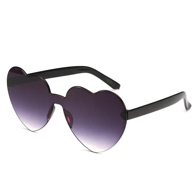 Women Colors Polycarbonate Heart Shape Tinted Party Sunglasses Girls Vintage Uv400 Colors Rimless Polarized Sun Glasses
