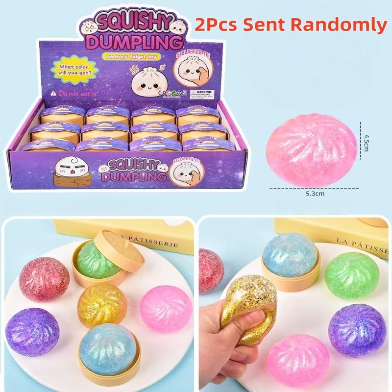 12Pcs Simulation Flash Dumpling Pressure Ball Slow Rebound Soft Pinch Decompression Office Home Decor Kids Adult Birthday Gifts