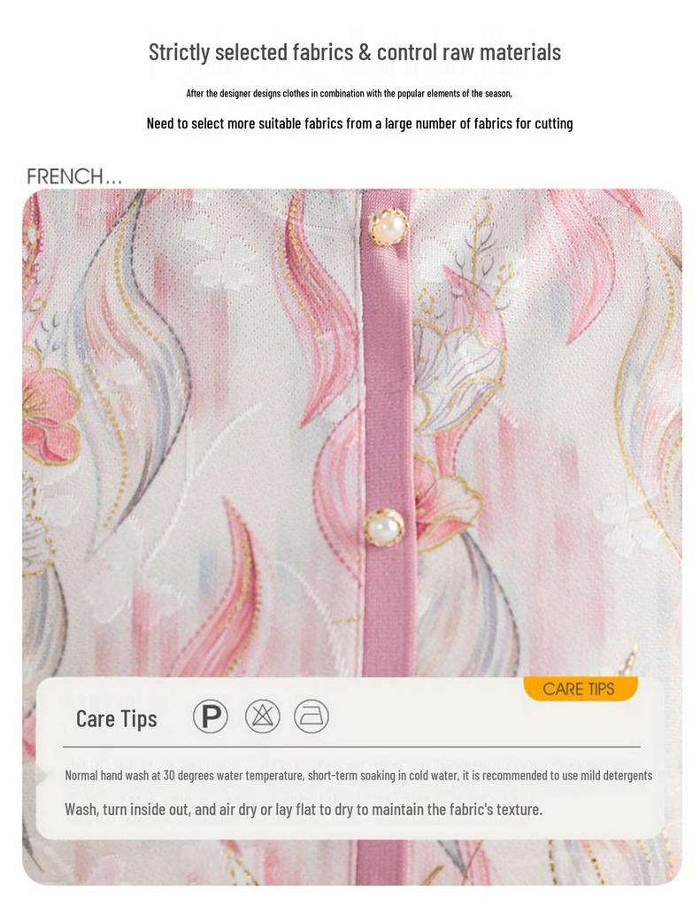 Summer Printed Seven-Sleeve Loose Top for Middle-Aged and Elderly Women - Comfortable Plus Size T-Shirt