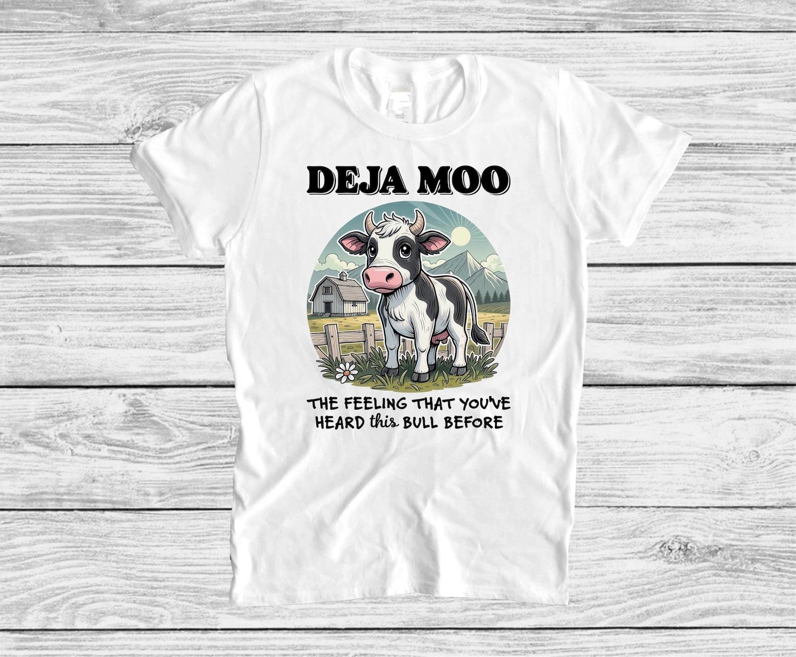DEJA MOO Sarcastic Humor T shirt, Slang Describing Reaction to Repeated Old Bullshit Graphic Tee 2XL