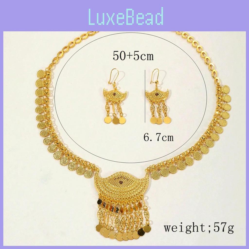 Übertriebener Stil Goldlegierung Schmuckset mit Münzanhänger und Hängeohrringen für Modeliebhaber