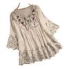 Sommerbluse Damen V-Ausschnitt Spitze Hemd Bluse Elegante Damenmode Lässig Dame Locker Leinenhemden