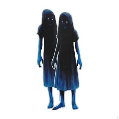 2 Pieces Halloween Girl Signs Creepy Twins Lawn 2D with Stake Spooky Ornament Decoration for