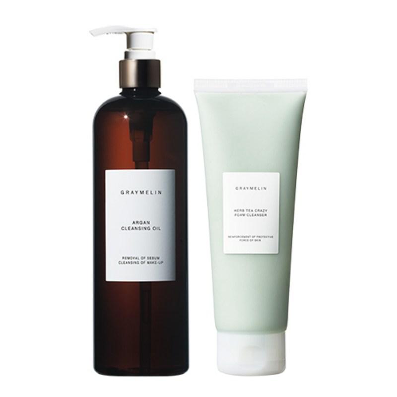 Graymelin Argan Cleansing Oil 500ml + Crazy Foam Cleanser Herbal Tea 150ml, 1 Set