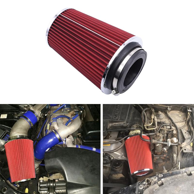 Universal 76/89/101mm Cone Air Filter 3/3.5/4 Inch - Washable Racing Cold Air Intake Filter With Adjustable Clamp